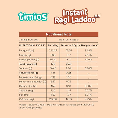 Timios Organic No Maida Gluten Free Laddoo Mix